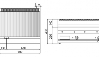 Plate grill ribbed 80x70