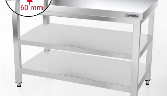 RST work surface with shelves + rear edge 1200mm