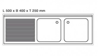 RST sink, double right 1600mm