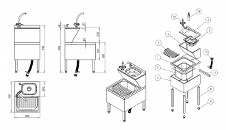 RST hand wash sink on feet