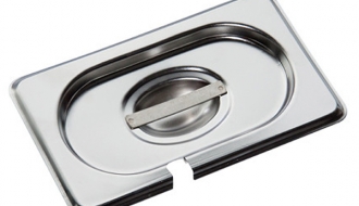 Edelstahl GN Deckel 1/9 - mit Löffelaussparung