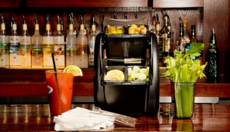 Garnish centre with stand for 2x mini garnish container