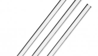 (6 Stück) Glastrinkhalme - 23 cm - gerade - inkl. Nylon Reinigungsbürste