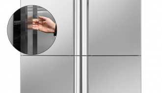 Kühlschrank - 1,4 x 0,81 m - mit 4 Edelstahlhalbtüren