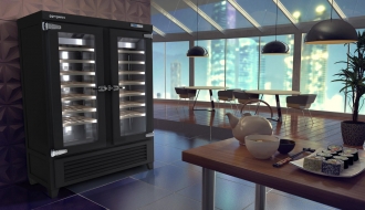 Wine Fridge 640 liters - black - with 2 glass doors