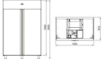 Tiefkühlschrank - 1,4 x 0,81 m - 1400 Liter - mit 2 Türen