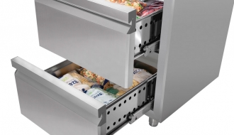 Tiefkühlschrank - 0,7 x 0,81 m - mit 1 Edelstahlhalbtür & 2 Schubladen 1/2