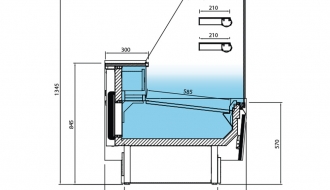 Square cake counter 2,56 m / 0,98 m