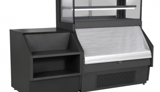 Sales counter / refrigerated counter - 1.32 x 0.93 m - with cash desk - 0.8 x 0.93 m