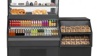 Sales counter / refrigerated counter - 1.32 x 0.93 m - with cash desk - 0.8 x 0.93 m
