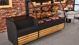 Kuchenvitrine - 1,34 x 0,82 m - mit 3 Glasablagen