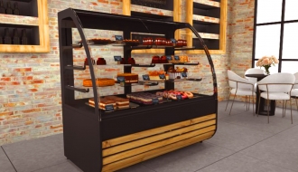 Kuchenvitrine - 1,58 x 0,82 m - mit 3 Glasablagen