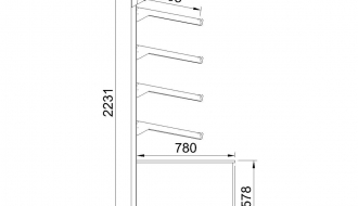 Brotregal - 0,9 x 0,7 m - mit 4 Ablagen - inkl. Beleuchtung