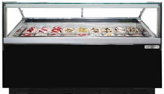 Eistheke - 1,7 x 1,1 m - schwarz - mit LED