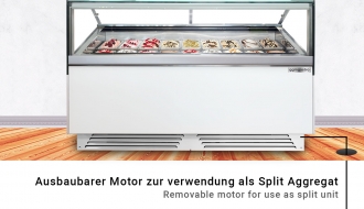 Eistheke - 1,7 x 1,1 m - schwarz - mit LED