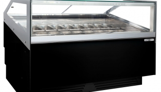 Eistheke - 1,7 x 1,1 m - schwarz - mit LED