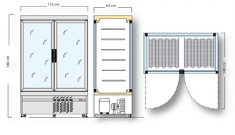 Panoramic frozen cabinet with 12 shelf trays