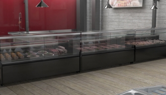 Refrigerated display cabinets for meat - 1,88 m - 580 litres - black