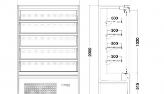 Wall cabinet 710 litres with 4 shelves