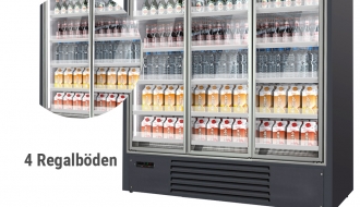 Wandkühlregal - 1,98 m - 1243 Liter - mit 4 Regalböden