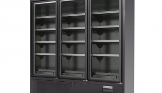 Wandtiefkühlregal - 1200 Liter - mit 4 Regalböden - Schwarz