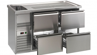 Beer counter 1,5 x 0,7 m - with 4 drawers 1/2