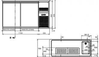 Beer refrigerated 1,5x0,7m - with 4 drawers 2/5 3/5