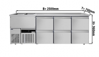Beer counter floor unit 2,5 x 0,7 m