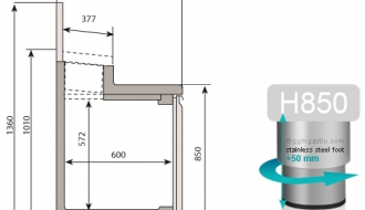 Ettevalmistuslaud (GN) - 1,46 x 0,7 m - 4 sahtliga 1/2