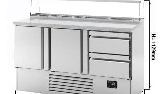 Pizza külmtöölaud - 1,46 x 0,7 m - 2 ukse ja 2 sahtliga