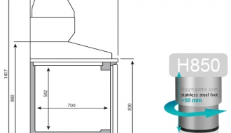 Pizza preparation refrigerator (EN) - with 3 doors and granite top