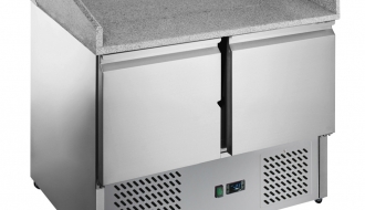 Saladette / Pizza preparation fridge ECO - 0,9 x 0,7 m - 2 doors and granite counter