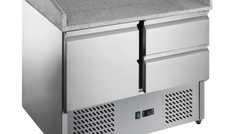 Saladette / Pizza preparation refrigerator ECO - 0.9 x 0.7 m - 1 door, 2 drawers and granite counter