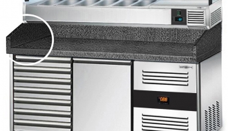 Refrigerated pizza table PREMIUM 1,5 x 0,8 m - with 1 door and 7 neutral drawers