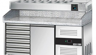 Refrigerated pizza table PREMIUM 1,5 x 0,8 m - with 1 door and 7 neutral drawers
