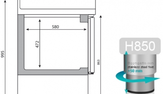 Refrigerated table - with 2 glass doors