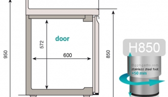 Refrigerated table (GN) - with 2 doors and 4 drawers 1/2