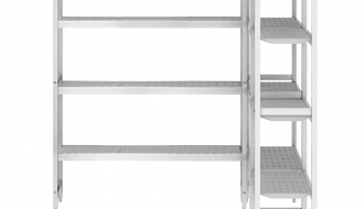 Shelf set aluminium (anodised) - L-shape right - overall depth: 460 mm