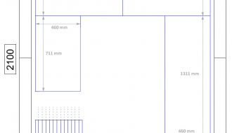 Shelf set aluminium (anodised) - U-shape - overall depth: 460 mm