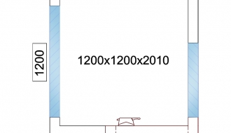 Kühlzelle - 1,2 x 1,2 m - Höhe: 2,01 m - 1,8 m³ - mit 3 Glasseiten