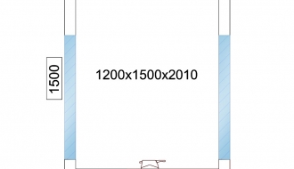 Kühlzelle - 1,2 x 1,5 m - Höhe: 2,01 m - 2,6 m³ - mit 3 Glasseiten
