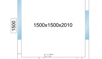 Kühlzelle - 1,5 x 1,5 m - Höhe: 2,01 m - 3,5 m³ - mit 3 Glasseiten
