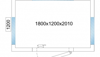 Kühlzelle - 1,8 x 1,2 m - Höhe: 2,01 m - 3,15 m³ - mit 3 Glasseiten