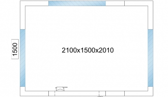 Kühlzelle - 2,1 x 1,5 m - Höhe: 2,01 m - 4,8 m³ - mit 3 Glasseiten