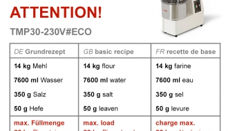 Dough kneading machine 30 liters / 22 kg - 230 Volt