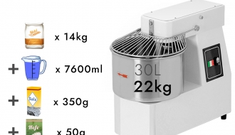 Dough kneading machine 30 liters / 22 kg - 230 Volt