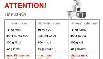 Dough machine 33 litres / 25 kg / + 2 speeds - 400 volt