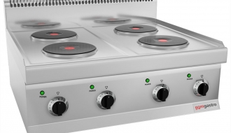 Electric stove - 4x plates round (10.4 kW) incl. base frame | hob | plate hob | gastronomic hob | stove