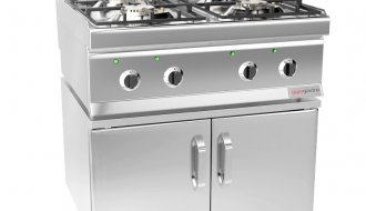 Gas stove - 4x burners (23 kW) with pilot flame incl. base frame | cooker | gastronomic hob | stove | gas hob