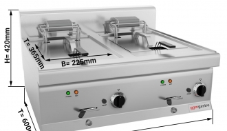 Electric deep fryer - 10 + 10 litres (18 kW) incl. subframe | professional deep fryer | table deep fryer | stainless steel | gastronomy